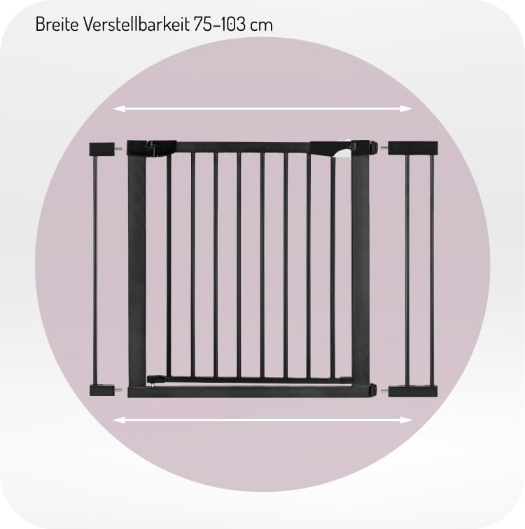 MoMi Baby-Absperrgitter PAXI Plus, Tür- und Treppenschutzgitter 75-82 cm erweiterbar bis 103 cm, ink