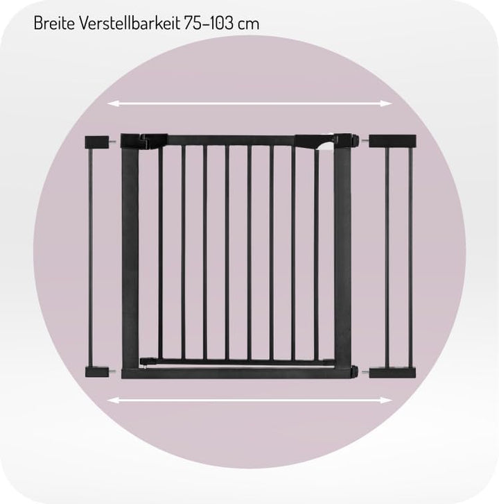 MoMi Baby-Absperrgitter PAXI Plus, Tür- und Treppenschutzgitter 75-82 cm erweiterbar bis 103 cm, ink