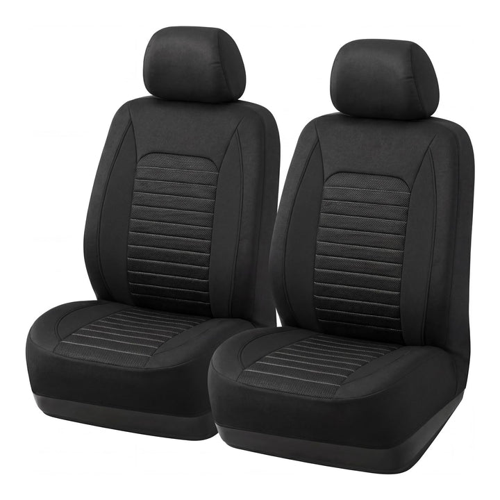 AUTOYOUTH Universal Autositzbezüge für Vordersitze, Schwarz, Polyester mit Horizontalen Steppnähten,