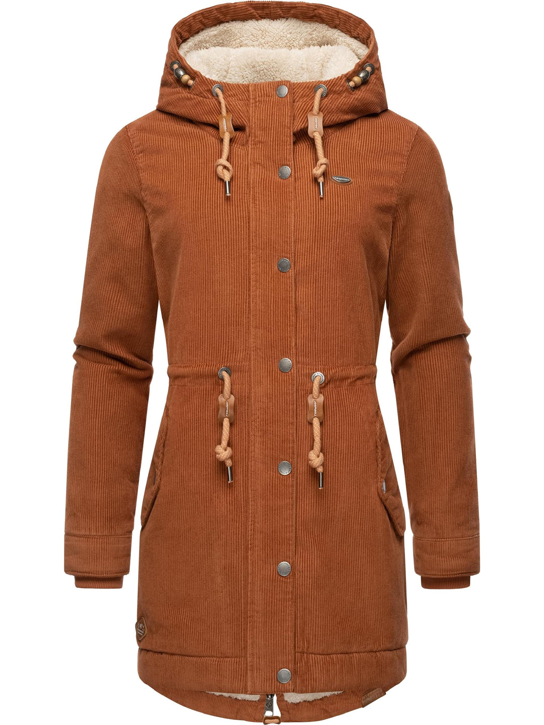 Ragwear Damen Winterjacke Wintermantel Cord-Mantel mit Kapuze Canny Corduroy XS-6XL 4XL Brown, 4XL B