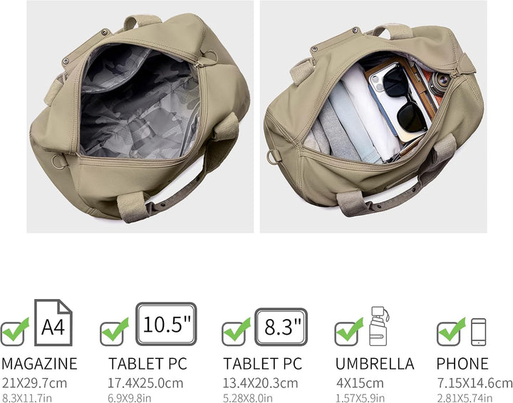 David Jones - Grosse Reisetasche für Wochenendausflüge, Ledertasche, beige, altmodisch | Sport-Handt