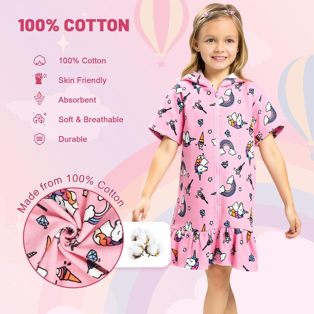 MOEMOE BABY Badeponcho Kinder mit Kapuze 100% Baumwolle Kapuzenbadetuch für Zuhause & Schwimmbad, Ki