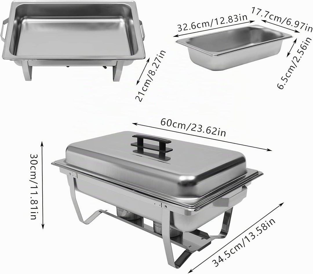 Edelstahl Buffetwärmer Speisenwärmer Chafing Dish Buffet Set - Food Warmer Warmhaltebehälter 8L Spei
