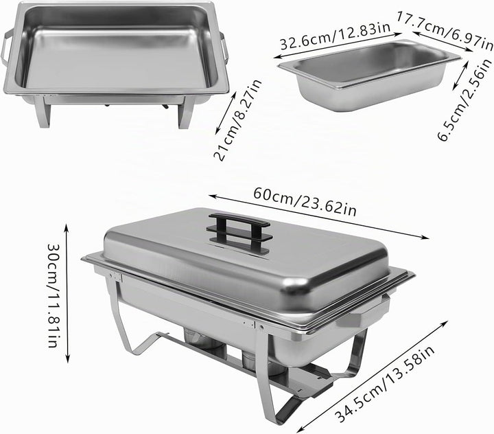 Edelstahl Buffetwärmer Speisenwärmer Chafing Dish Buffet Set - Food Warmer Warmhaltebehälter 8L Spei