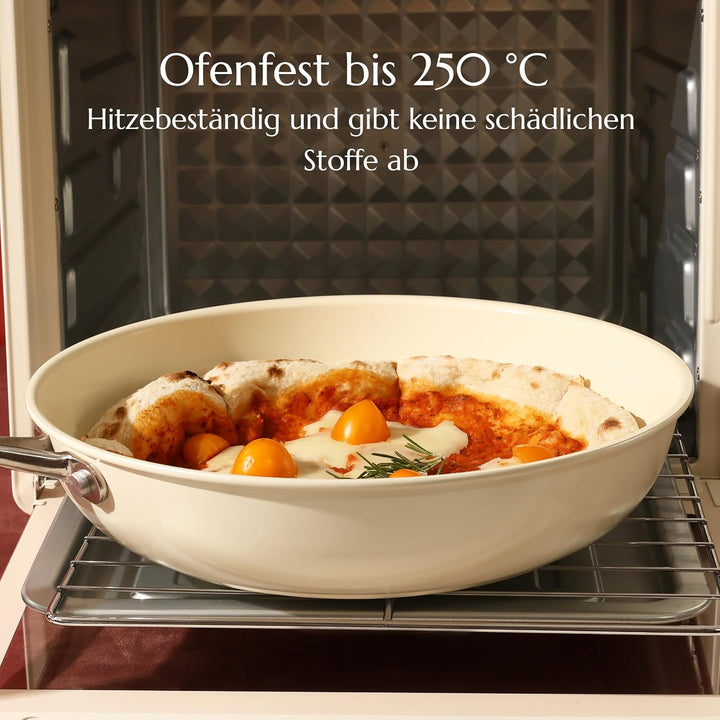 UUKRAVE Pfannenset Keramik Induktion, Antihaft Bratpfannen 20 24 28 cm für alle Herdarten, PTFE-frei