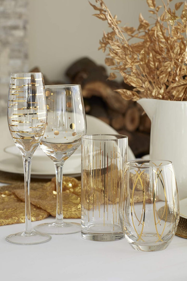 MIKASA Cheers Martinigläser, 290 ml, 4 Stück Highball, Cocktail-Gläser gold, Highball-Cocktailgl