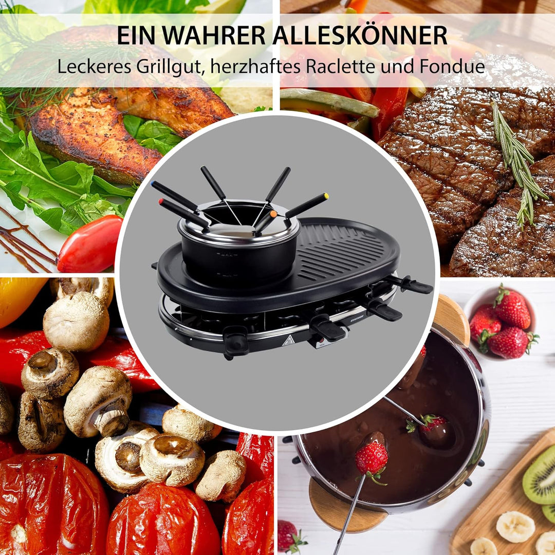Syntrox Germany RAC-1500W-Appenzell Raclette-Fondue-Grill Syntrox Rundum Genuss Set mit viel Zubehör