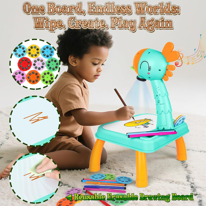 Tier - Zeichenprojektor Für Kinder – Kinder Malen Projektor Zeichentisch Mit Musik &amp; 72 Motiven, Ler
