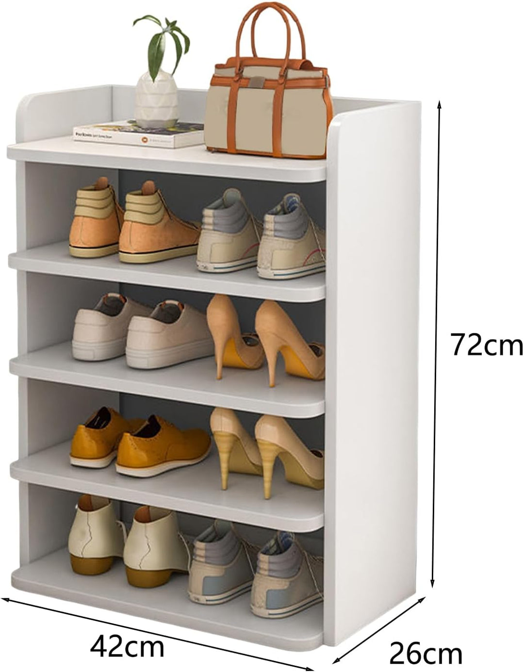 Kripyery Schuhregal mit 5 Ebenen, Schuhaufbewahrung, Organizer, Schuhregal, platzsparender Schuh-Org