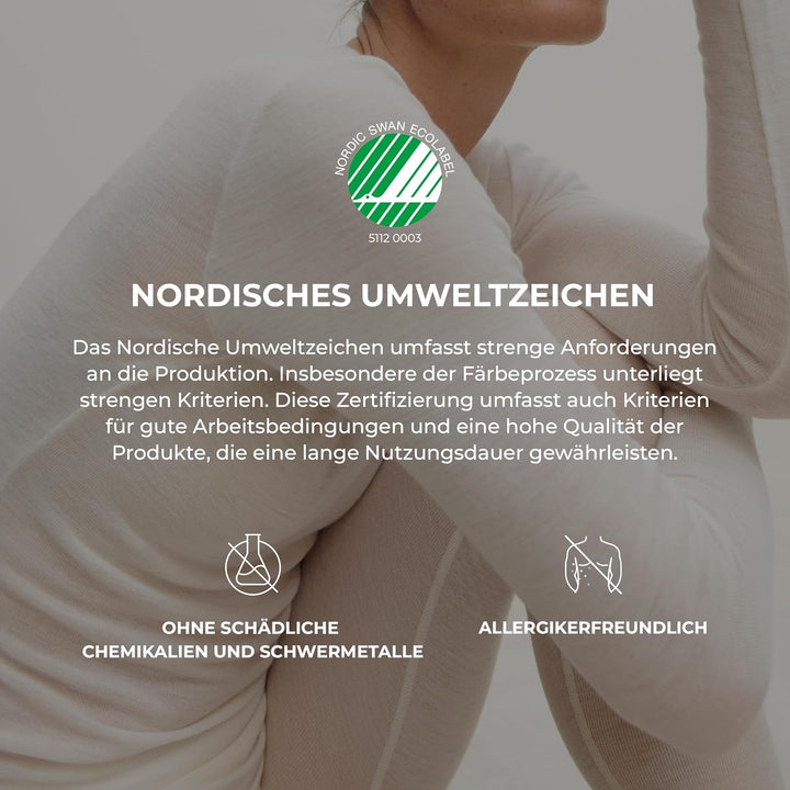 DILLING Merino Langarmshirt für Damen - Extra Feine Unterwäsche aus 100% Bio Merinowolle 40 Natur, 4