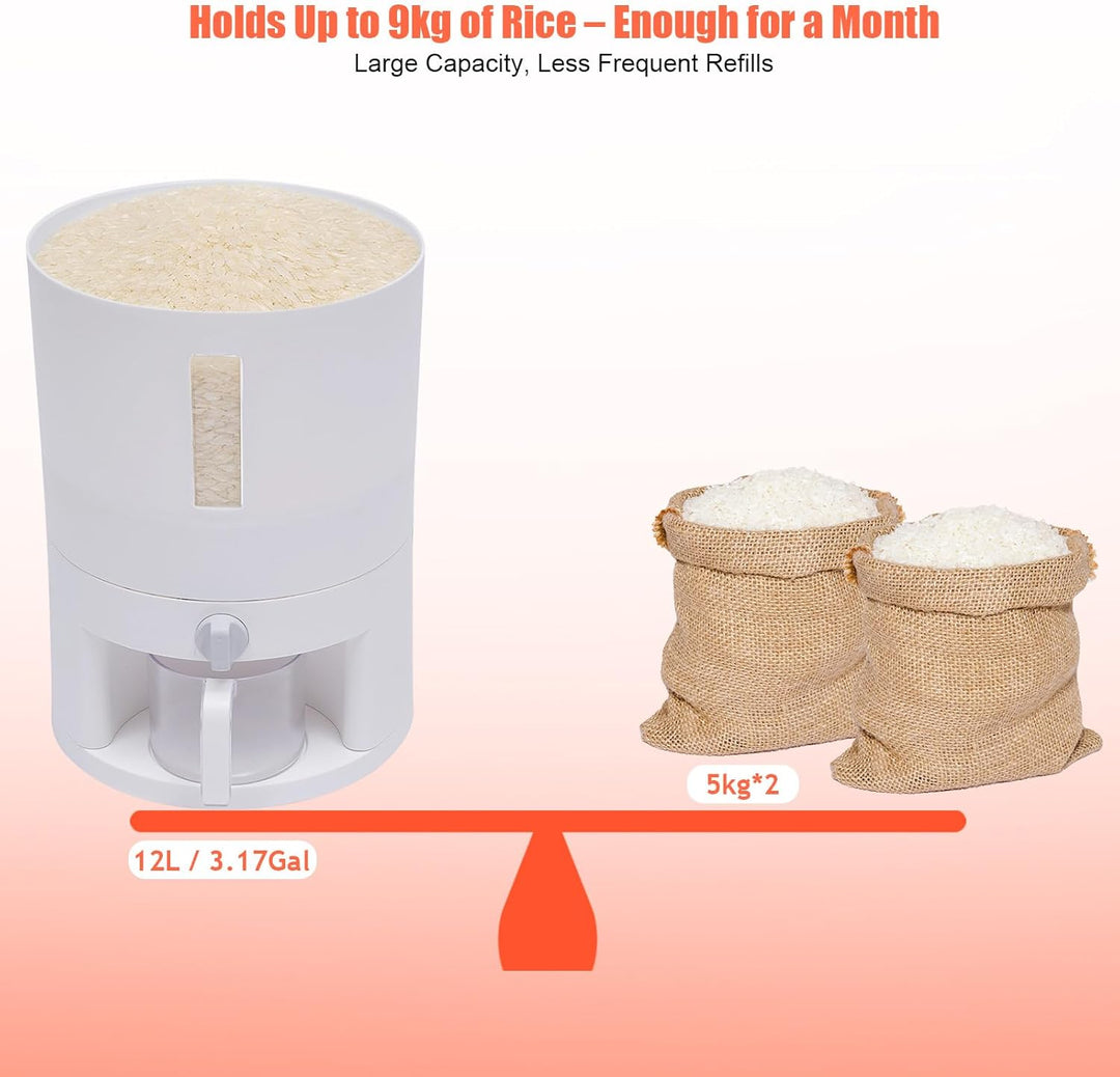 EurHomePlus Reisspender 6kg/10kg Food Storage Box Reisvorratsbehälter, Messbecher mit Skala, Luftdic
