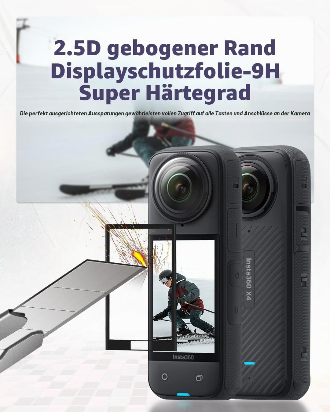 Semaiki Silikonhülle für insta360 X4,Silikonschutz mit Objektivdeckel und 2X Displayschutzfolien kom