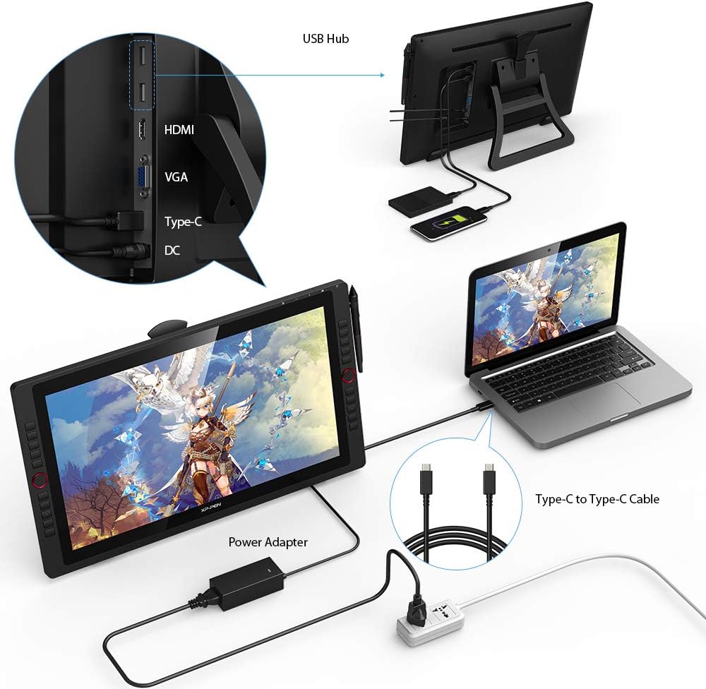 XP-PEN Artist 22R Pro Professionelles Display-Tablet, 21,5 Zoll (21,5 Zoll), Zeichenmonitor mit USB-