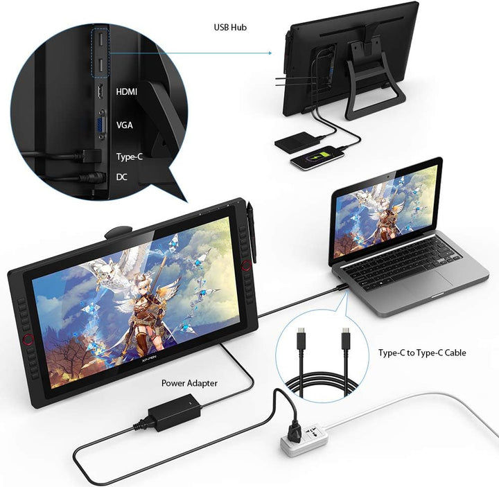 XP-PEN Artist 22R Pro Professionelles Display-Tablet, 21,5 Zoll (21,5 Zoll), Zeichenmonitor mit USB-