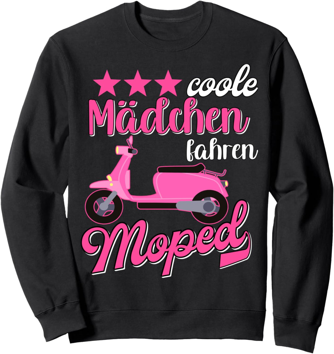 Coole Mädchen Fahren Moped Fahrerin Mofa Scooter Roller Sweatshirt