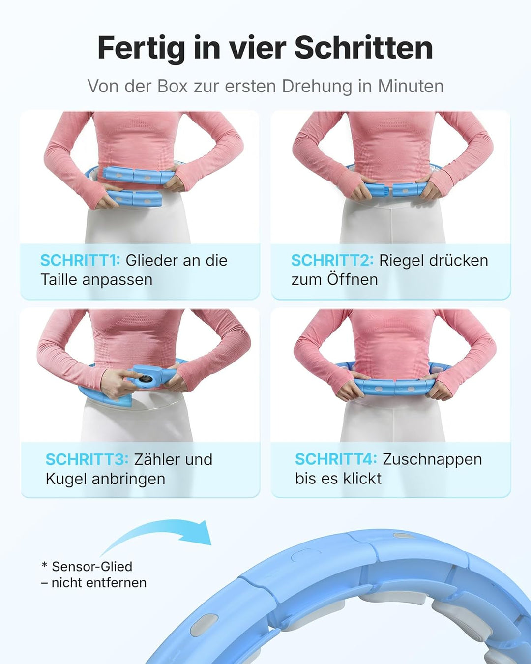 MERACH Hula-Hoop-Reifen für Erwachsene mit Kalorienzähler & Gewichtskugeln, Geräuscharm Fitness-Hula