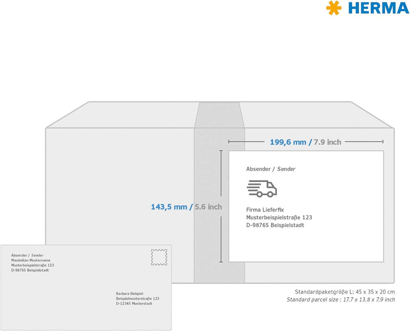 HERMA 10830 Recycling Etiketten, 100 Blatt, 199,6 x 143,5 mm, 2 Stück pro A4 Bogen, 200 Aufkleber, s