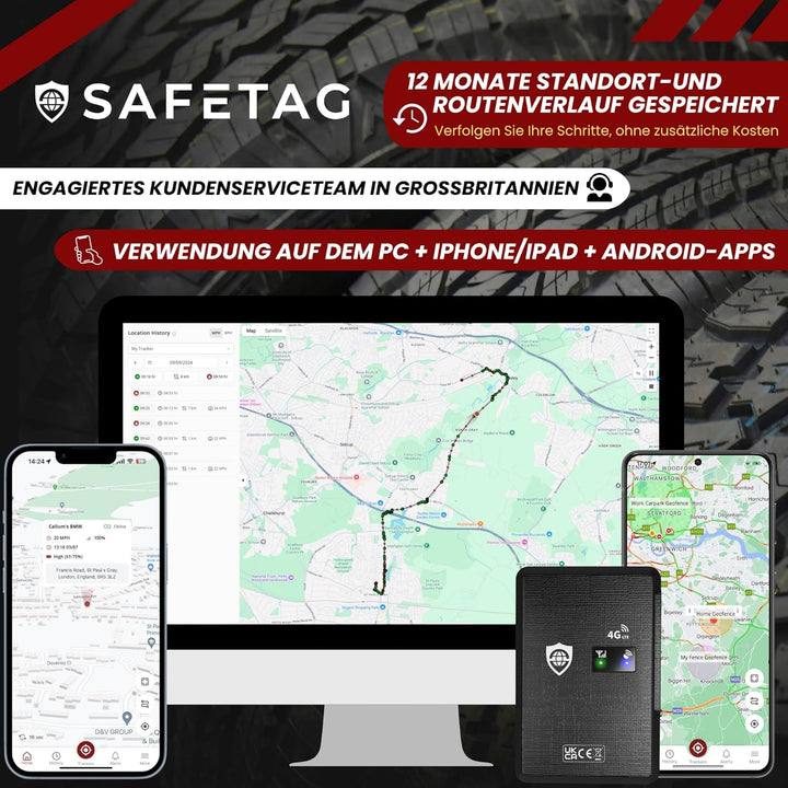 SafeTag Mag – Rechargeable Magnetic GPS Tracker, Car, Van, Motorbike, Caravan, etc. 34-220 Countries