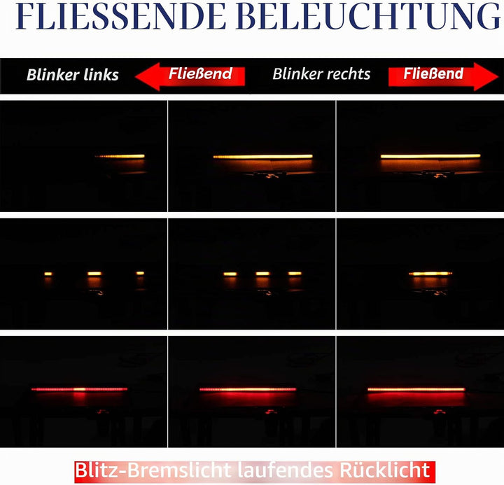 JMTBNO Motorrad LED Rücklicht Bremslicht Blinker Streifen 28cm 108 LED Mini Flexibles Flowing Signal
