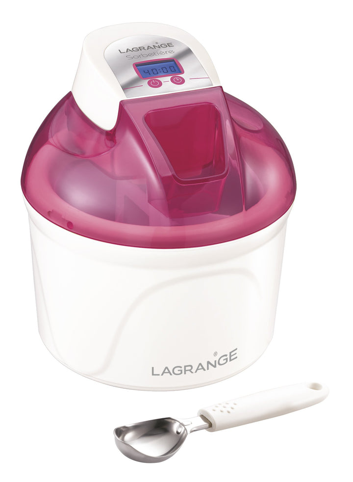 Lagrange 409001 Eismaschine 12 W LCD-Display Behälter 1,5 l himbeere, Himbeere