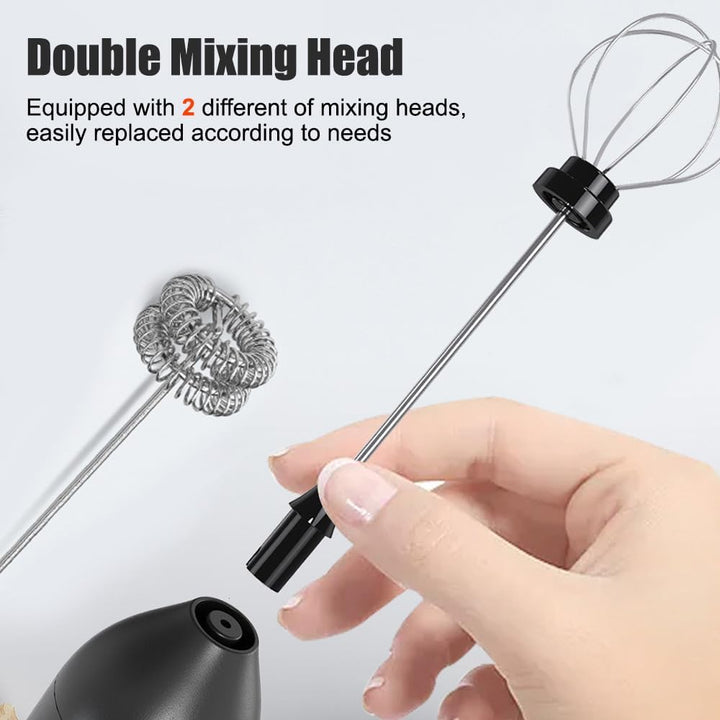 Elektrischer Milchaufschäumer, USB Wiederaufladbar Handmixer mit Doppel-Schneebesen und Ständer für