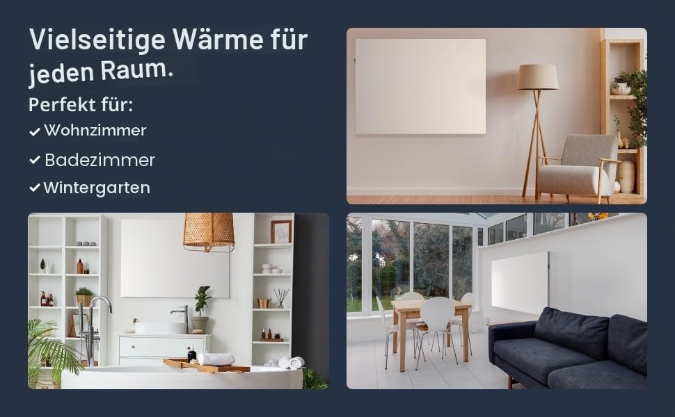 VIESTA® Infrarot Wandheizung mit Thermostat [INKL. TH12 THERMOSTAT] – Infrarotheizung Wandmontage He