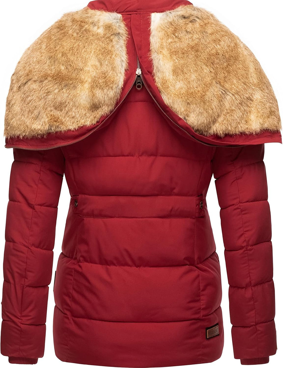 MARIKOO Damen Winterjacke warme Steppjacke mit Kunstfell Innenfutter Nekoo XS-3XL S Dark Red, S Dark