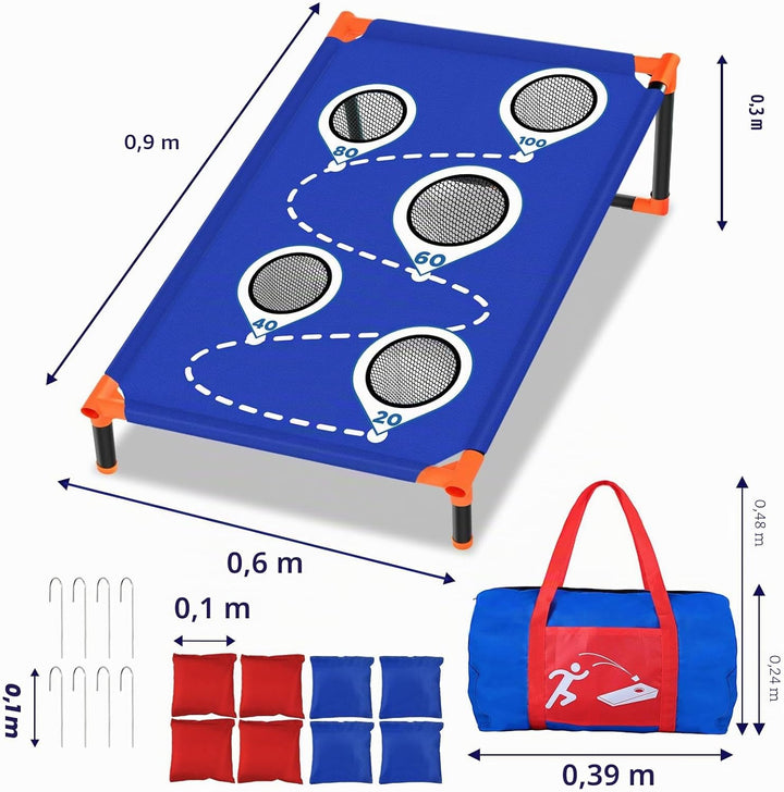 Tragbar Cornhole Spiel Outdoor Cornhole Säckchen mit PVC gerahmt und fünf Löchern zum Punkten für Ki