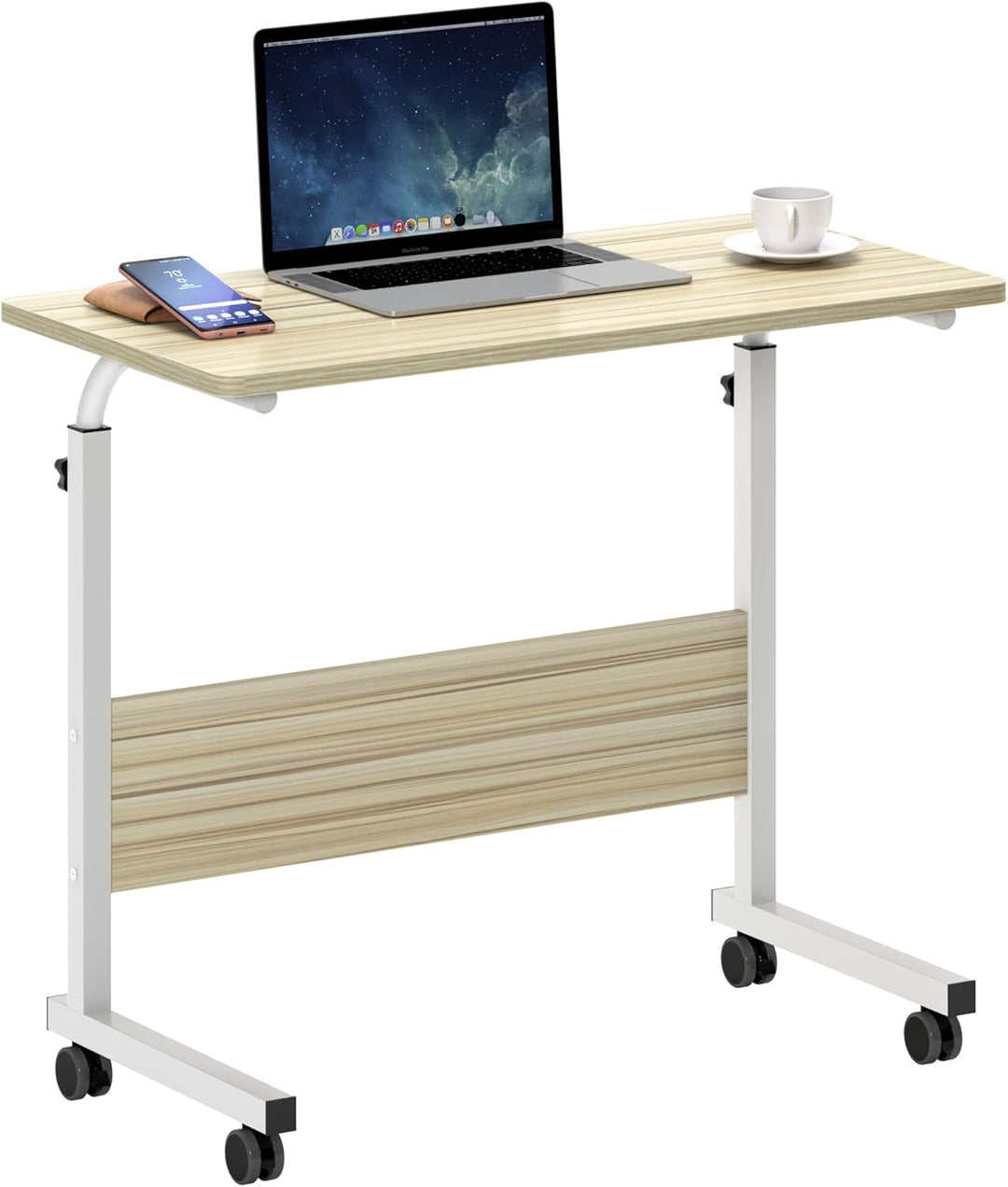 SogesHome Laptoptisch Beistelltisch PC Tisch Notebook Sofatisch Laptopständer mit Rollen,80 x 40 cm,