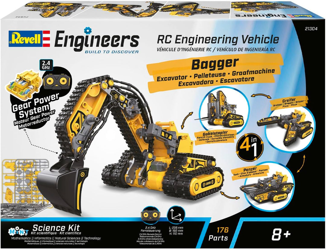 Revell Engineers I 4in1 Engineering Vehicle I Mit Fernsteuerung I 176 Teile I 4 Modellvarianten ohne