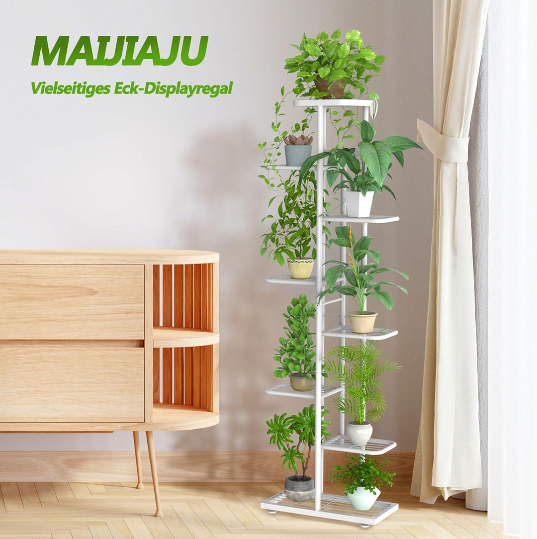 MAIJIAJU Blumenständer Metall (8 Etagen Weiss), 8 Etagen Weiss