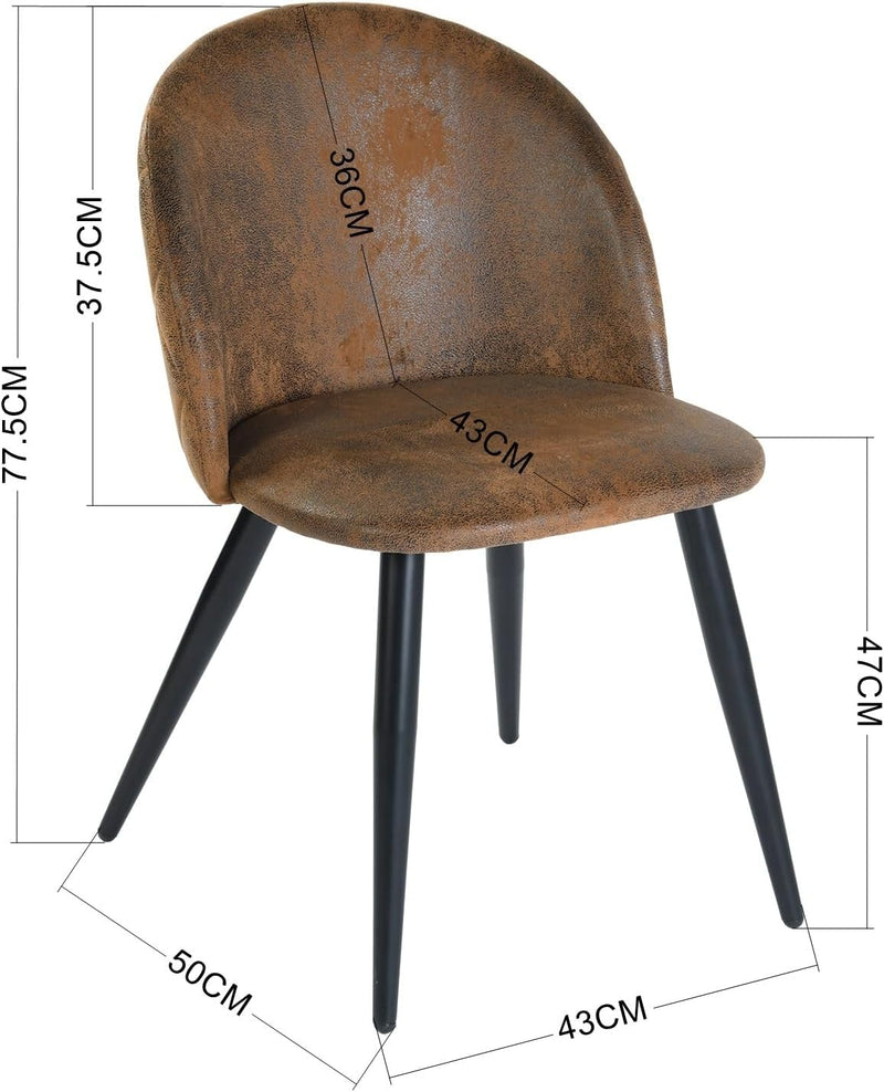 Esszimmerstuhl, 4er-Set moderne Küchenstühle aus Wildleder mit weicher Polsterung Grosse Rückenlehne