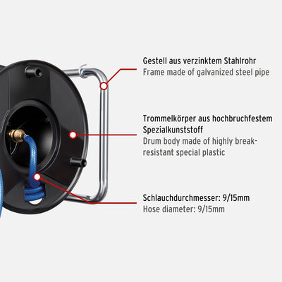 Brennenstuhl Druckluftschlauchtrommel Anti Twist (18,5m Schlauch + 1,5m Verbindungsschlauch, mit Met