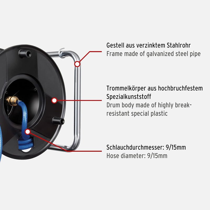 Brennenstuhl Druckluftschlauchtrommel Anti Twist (18,5m Schlauch + 1,5m Verbindungsschlauch, mit Met