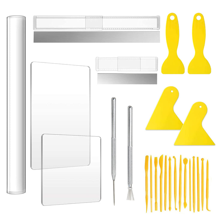 Allazone 25 Stück Polymer Clay Tools Set Modellierwerkzeug Set, Acryl Ton Roller mit Acrylplatten Tr