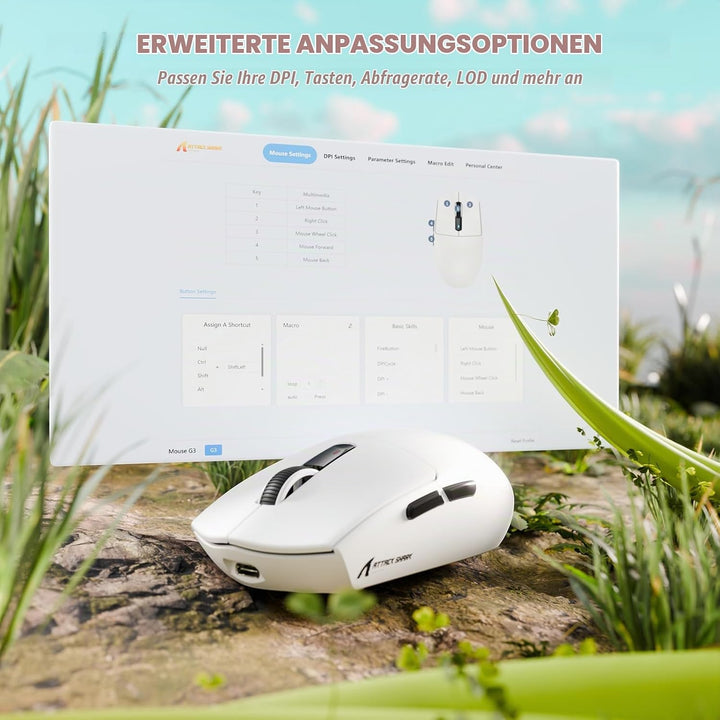 ATTACK SHARK G3 Kabellose Gaming-Maus, 25000 DPI, PAW3311-Sensor, 59g Superlight G305 Gamer-Mäuse, 8