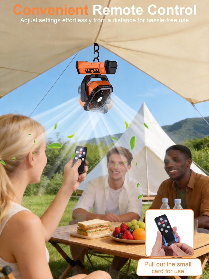 30000mAh Oszillierender Camping Ventilator mit LED Lampe, Akku betriebener Zelt Ventilator mit Fernb