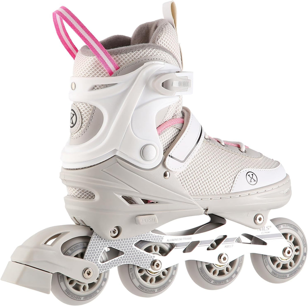 NILS EXTREME NH18188A 2-in-1 Inliner &amp; Schlittschuhe Grau-Rosa Grösse M (34–38) | Austauschbare Hock