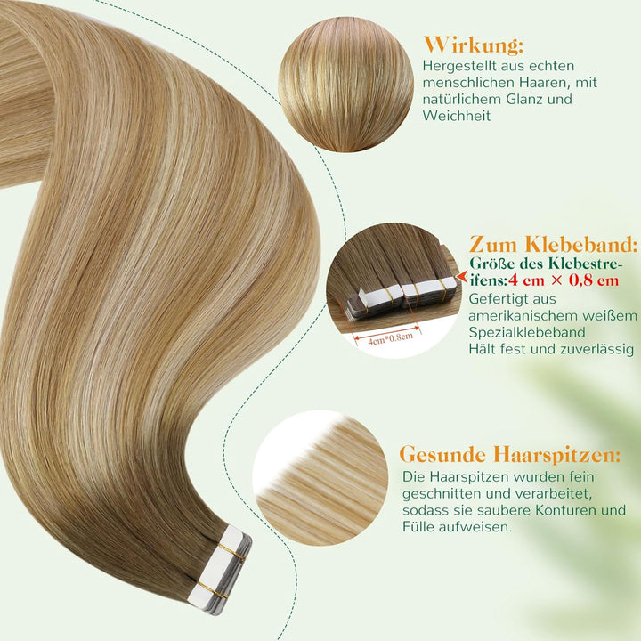 Easyouth Tape in Extensions Echthaar Balayage Tape in Haar Extensions Remy Menschenhaar Tape in Echt