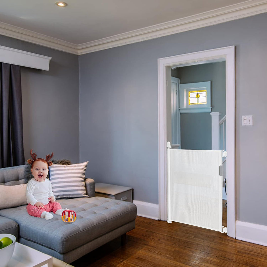 Aufun Treppenschutzgitter Türschutzgitter ausziehbar, Treppenhäusergitter, Absperrgitter mit Kinders