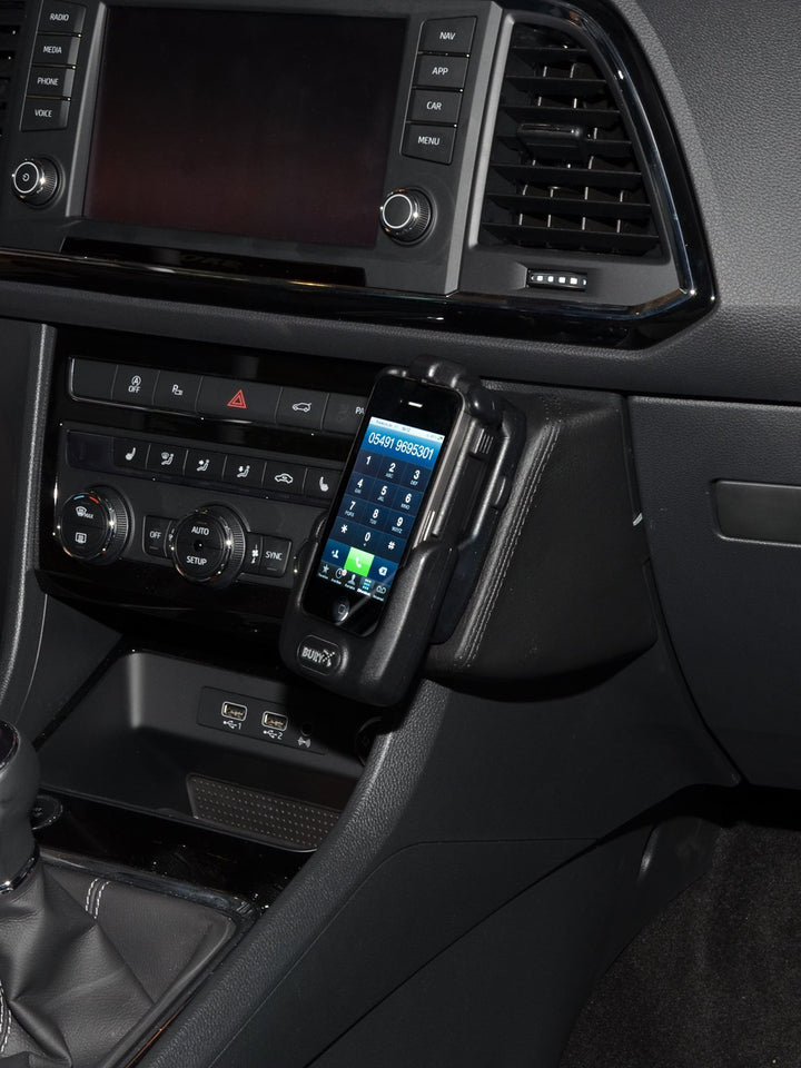 KUDA 2410 Halterung Echtleder schwarz für Seat Ateca ab 2016, 2410