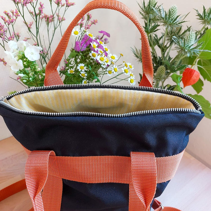 DIY Nähset/Nähpaket Rucksack/Shopper 37cm x 30cm schwarz - orange