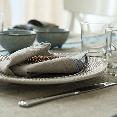 Linenme Venezia Servietten, Natur/Stein blau, 46 x 46 cm, 4 Stück