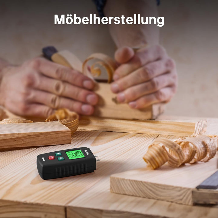 Feuchtigkeitsmessgerät, ERICKHILL EWM03 Pin-Typ Holzfeuchtemessgerät mit 5 Modi, LCD-Display mit grü