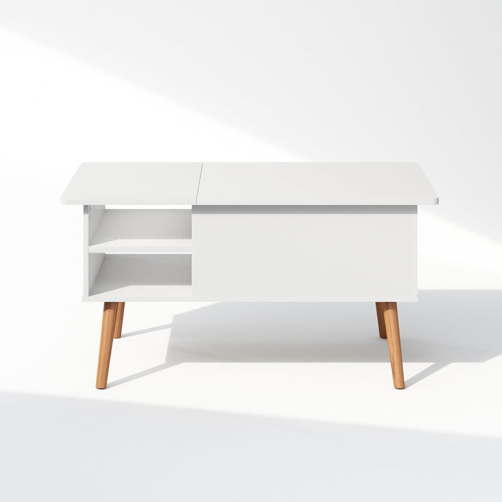 Furinno Jensen Couchtisch mit anhebbarer Tischplatte aus Holz mit verstecktem Fach und seitlich offe