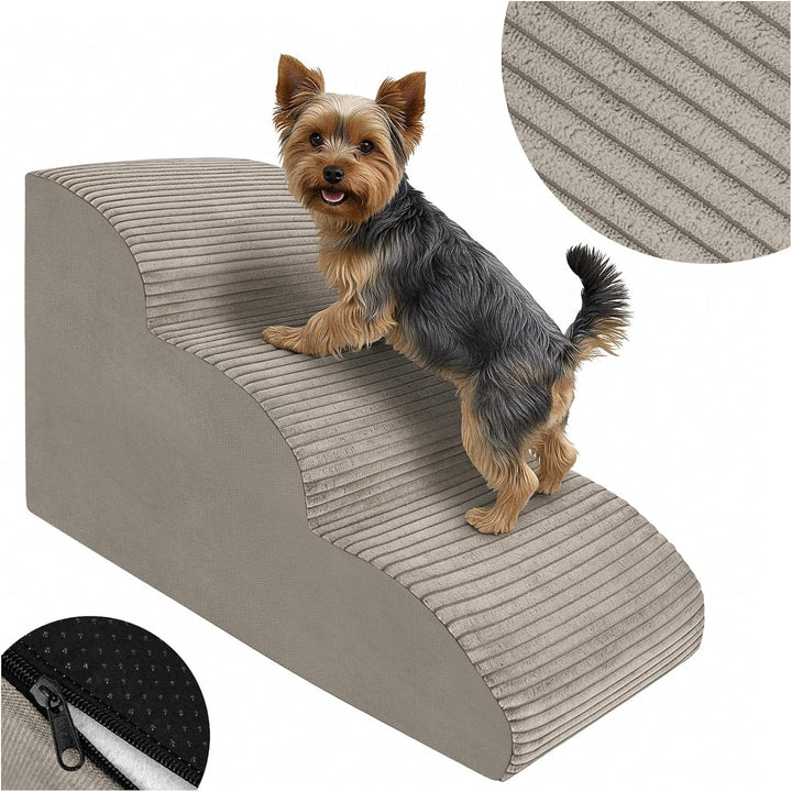 Hundetreppe 3 Stufen - 60 x 30 x 40 cm - rutschfest Weich für Kleine Hunde Haustiertreppe Stabil Sic