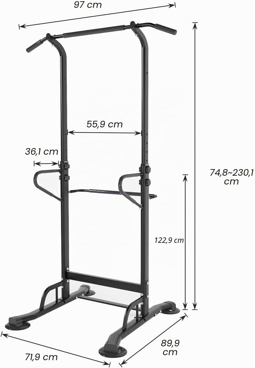 SogesGame Verstellbare Klimmzugstange Power Tower, Höhenverstellbarer Multi-Gym Power Tower Dip Stat