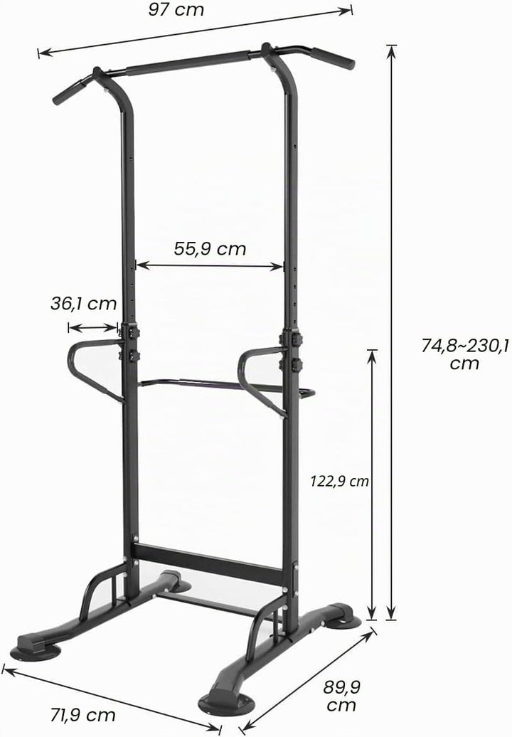 SogesGame Verstellbare Klimmzugstange Power Tower, Höhenverstellbarer Multi-Gym Power Tower Dip Stat