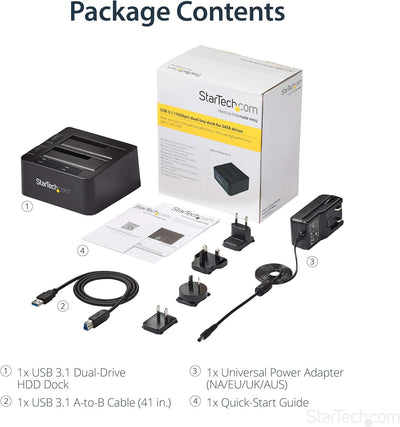 StarTech.com USB 3.1 (10 Gbit/s) Dual-bay Festplatten Dockingstation für 2,5" (6,4cm) / 3,5" (8,9 cm