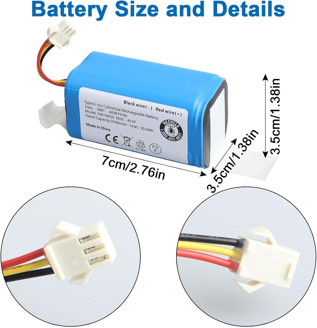 14.4V 3500mAh Li-ion akku, Ersatzakku für AIRROBO P20 Saugroboter, 3500mAh